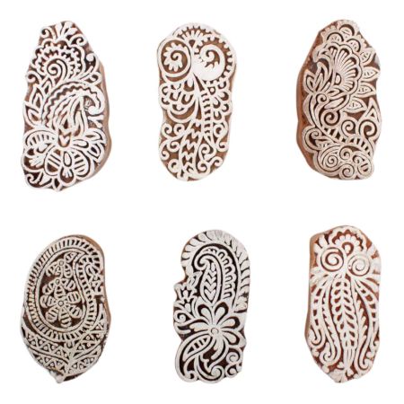 Set of 6 Piece New Mix Wooden Printing Block